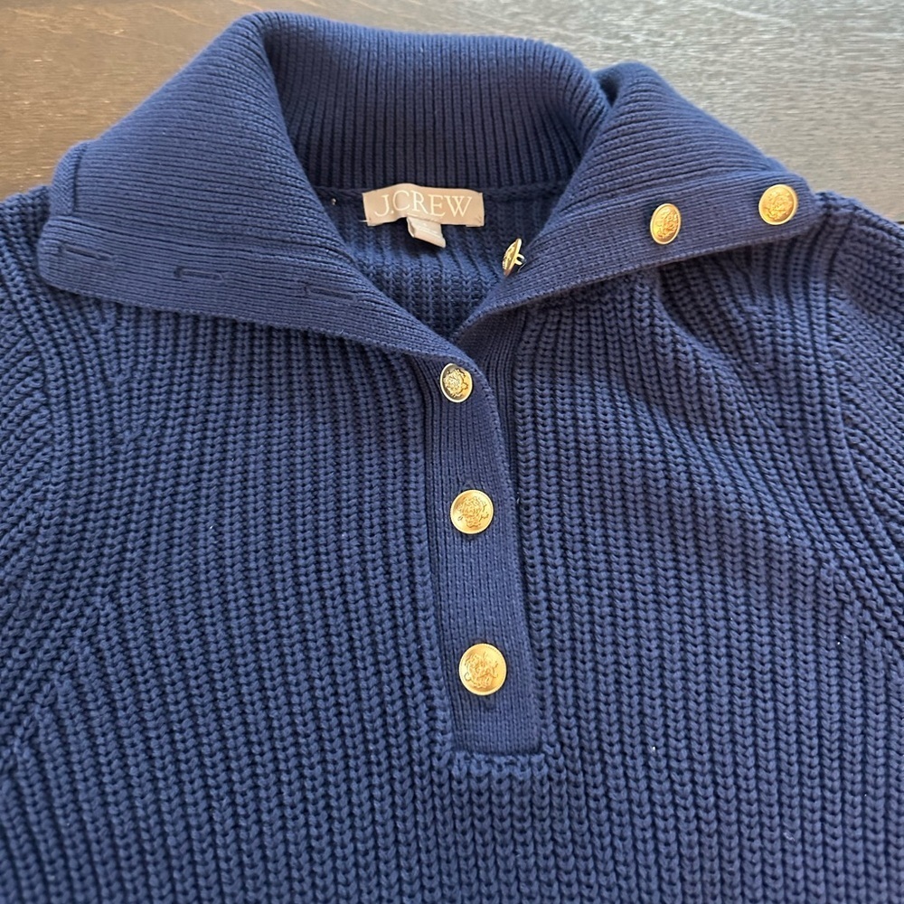 J. CREW Ribbed cotton button-collar sweater - Picture 6 of 9